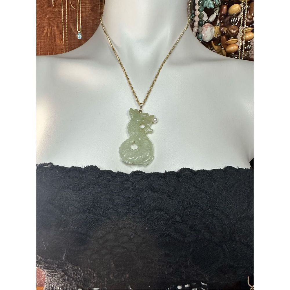 14k gold Michael Anthony jade dragon necklace